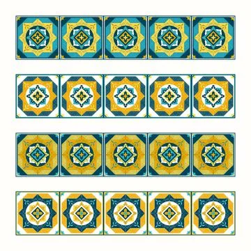 Tile border pattern vector seamless Illustrazione stock