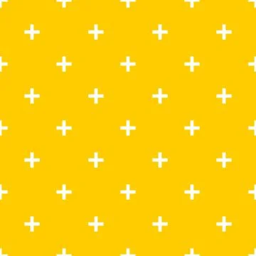 Tile cross plus yellow and white vector pattern Stock Illustration