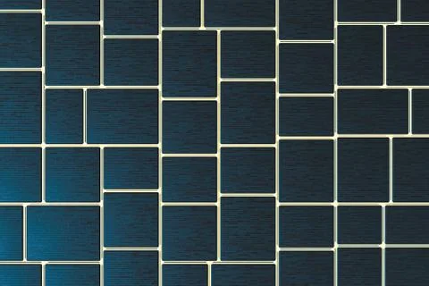 Tile cubes with golden glowing gap, 3d rendering. Illustrazione stock