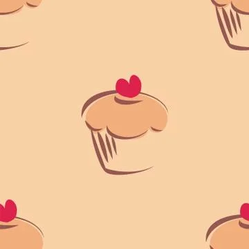 Tile cute vector cupcake pattern Stock Illustration