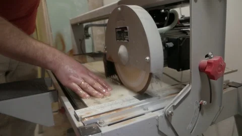 The tile cuts the tile on the machine Stock Footage 103113480