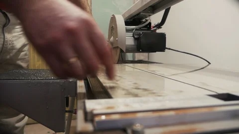 The tile cuts the tile on the machine Stock Footage 103113499