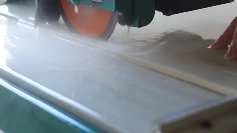Tile cutting disc cuts a slab close-up Stock Footage 241928651
