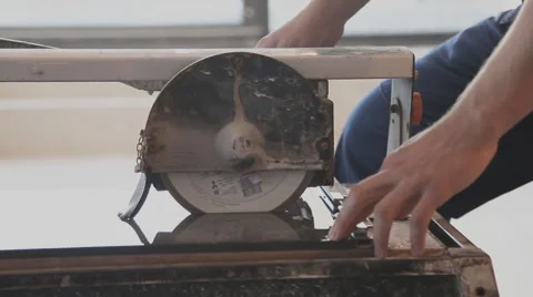 Tile cutting machine close up 스톡 동영상 68390098