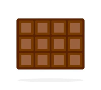 Tile of dark chocolate flat isolated Stock Illustration