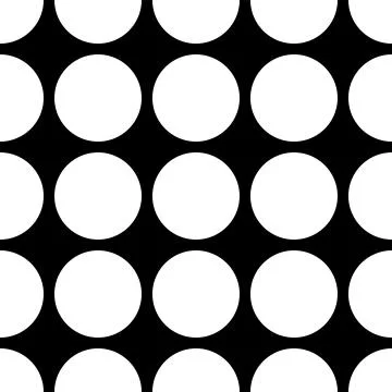 Tile dark vector pattern with white polka dots on black background Stock Illustration