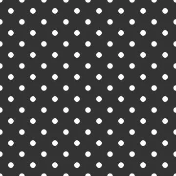 Tile dark vector pattern with white polka dots on black background Stock Illustration