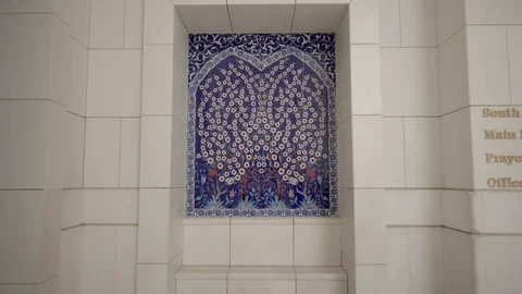 Tile design - beautiful trees Sheikh Zayed Grand Mosque in Abu Dhabi Stock Footage 104920327