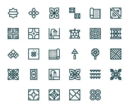Tile Digital Vector Pack containing 28 Editable Bold Line 64x64 Icons Stock Illustration