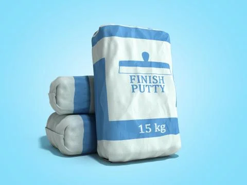 Tile finish putty in the package ceramic glue  3d render on blue gradient Illustrazione stock