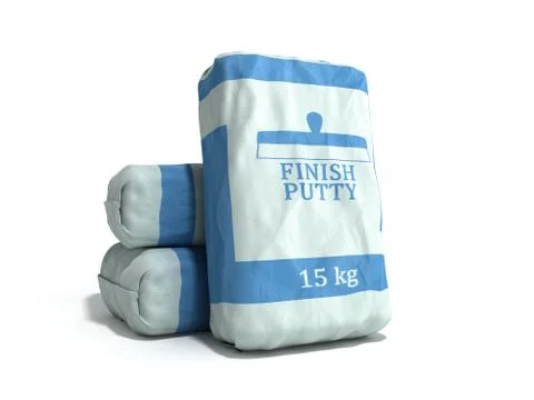 Tile finish putty in the package ceramic glue  3d render on white Stock Illustration
