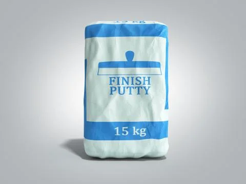 Tile finish putty in the package ceramic glue  3d render on grey gradient Illustrazione stock