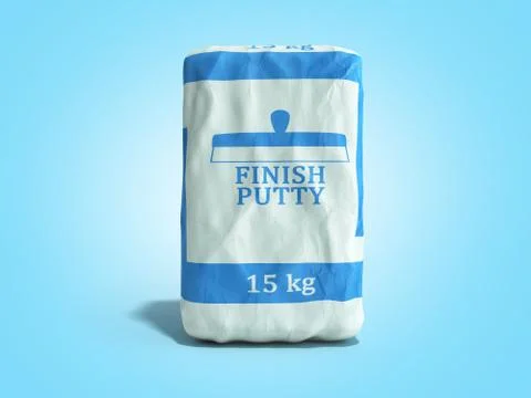 Tile finish putty in the package ceramic glue  3d render on blue gradient Stock Illustration