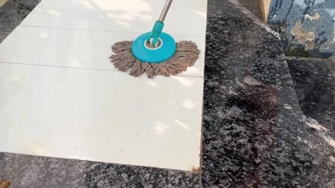 Tile Floor Cleaning Process 4k video 스톡 동영상 321674327