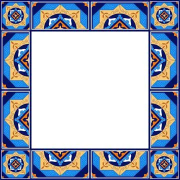 Tile frame vector. Ceramic border pattern Illustrazione stock