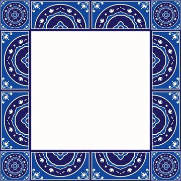 Tile frame vector. Vintage border pattern Stock Illustration