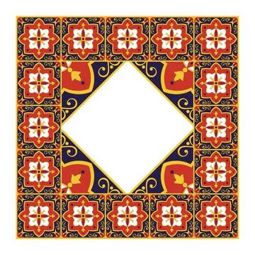 Tile frame vector. Vintage border pattern Stock Illustration