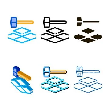 Tile hammer icon vector looks outline 스톡 일러스트