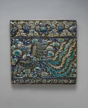 Tile with Image of Phoenix late 13th century After the Mongol conquest of P.. Stock Photos