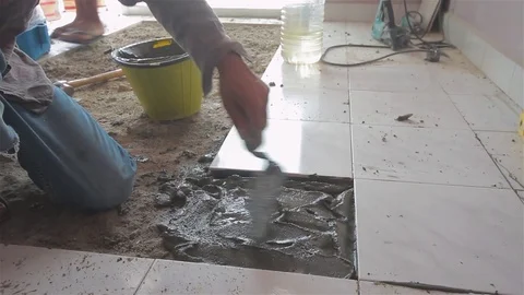 Tile installation in the apartment. 스톡 동영상 80188039