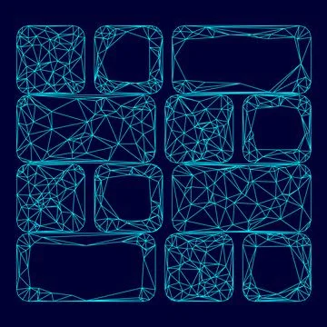 Tile low poly triangulation triangulated polygonal electric cyan blue vibrant Stock Illustration
