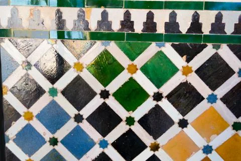 Tile mosaic in Alhambra Stock Photos