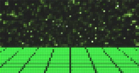 Tile mosaic surface, speed movement in space with square green stars, animation Vídeo Stock 270472188