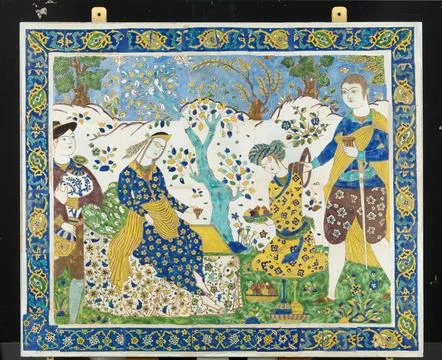 Tile Panel first quarter 17th century Isfahan, the Safavid capital, and Na'.. Foto stock