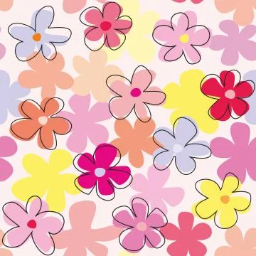 Tile pastel vector pattern with flowers on pink background Stock Illustration