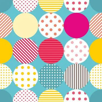 Tile patchwork vector pattern with polka dots on pastel background 스톡 일러스트