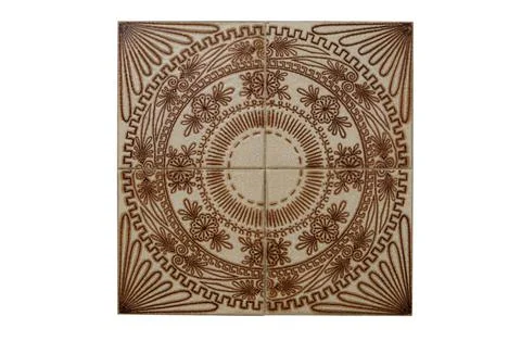 Tile pattern with designs in beige brown tones, typical Portuguese Stock Photos