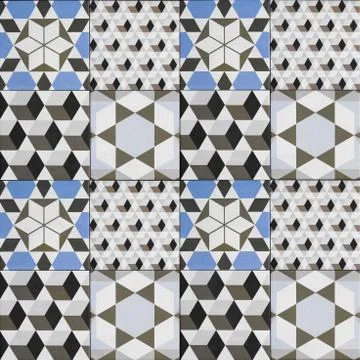Tile pattern -  geometric patchwork design , decorative tiles - Illustrazione stock