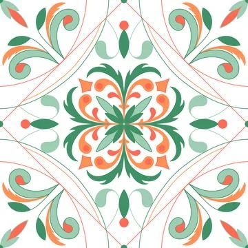 Tile pattern vector seamless with ceramic ornament. Mexican talavera, portugu Stock Illustration