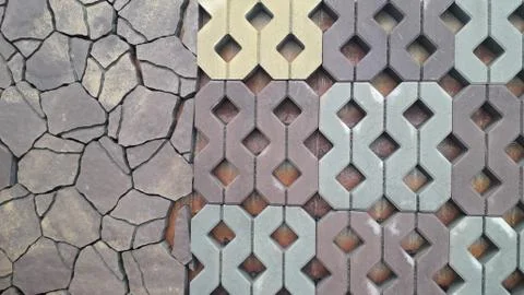 Tile patterns for street paving paths and areas Stock Photos