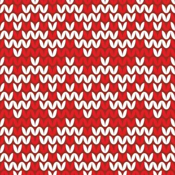 Tile red and white knitting vector pattern Stock Illustration