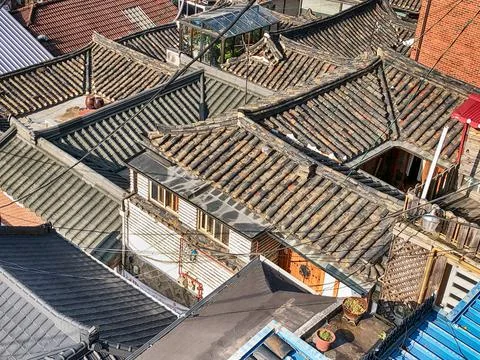 Tile Rooftops Of Seoul Stock Photos