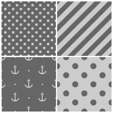 Tile sailor vector pattern set on white background Illustrazione stock