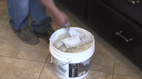 Tile setter, kitchen remodel 10 Stock Footage 44302723