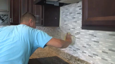 Tile setter, kitchen remodel 22 Stock Footage 44302659