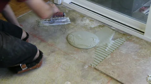 Tile setter, q Stock Footage