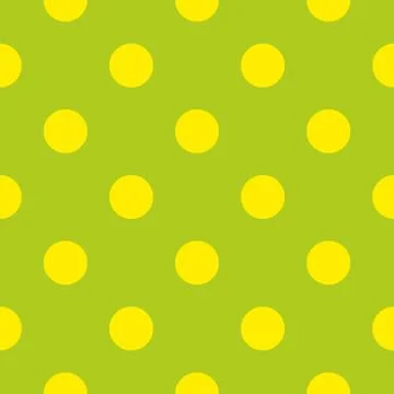 Tile spring vector pattern with yellow polka dots on green background Stockillustratie
