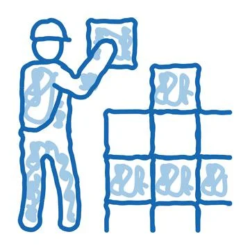 Tile stacker doodle icon hand drawn illustration Illustrazione stock