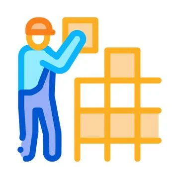 Tile stacker icon vector outline illustration Illustrazione stock