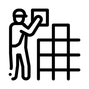Tile stacker icon vector outline illustration Illustrazione stock