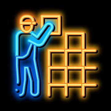 Tile stacker neon glow icon illustration Illustrazione stock