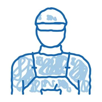 Tile stacker worker doodle icon hand drawn illustration Illustrazione stock