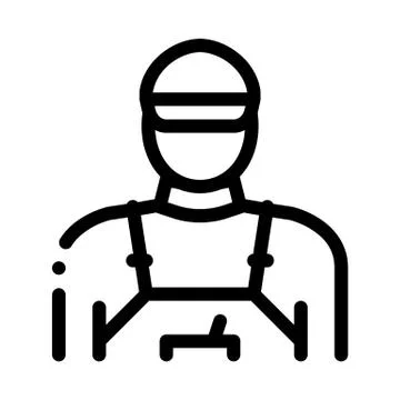 Tile stacker worker icon vector outline illustration Illustrazione stock