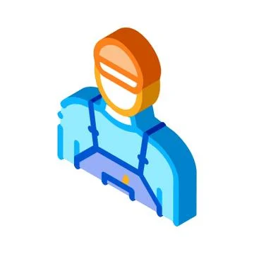 Tile stacker worker isometric icon vector illustration Illustrazione stock