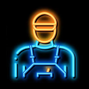 Tile stacker worker neon glow icon illustration Illustrazione stock