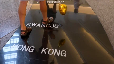 Tile strip of different capital cities of the world on mall Stock-Footage 95575951
